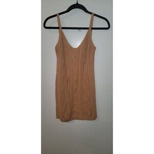 Superdown Lexi Sweater Tank Dress Women’s Sz M Medium Tan Beige Knit 100% Cotton